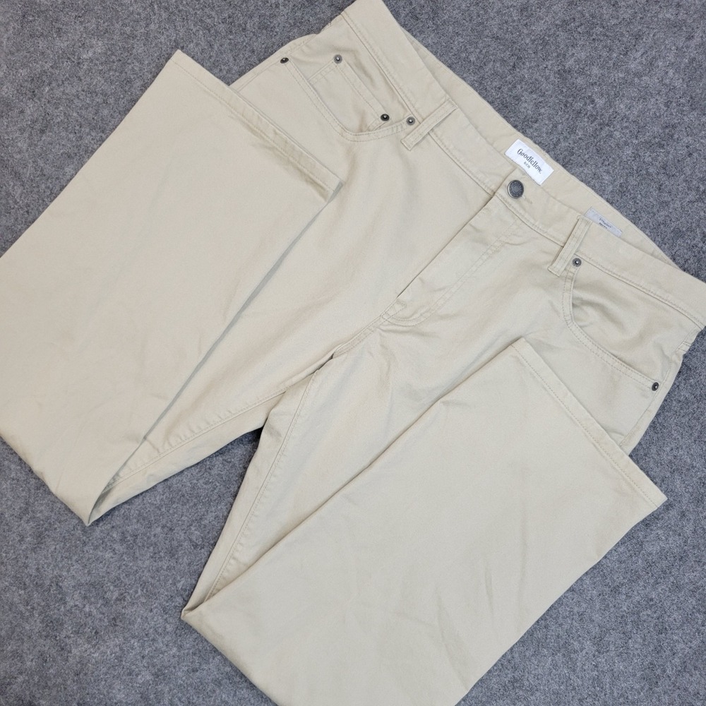 Goodfellow Pants Mens 38x30 Tan 5 Pocket Stretch Boho Streetwear Straight Leg